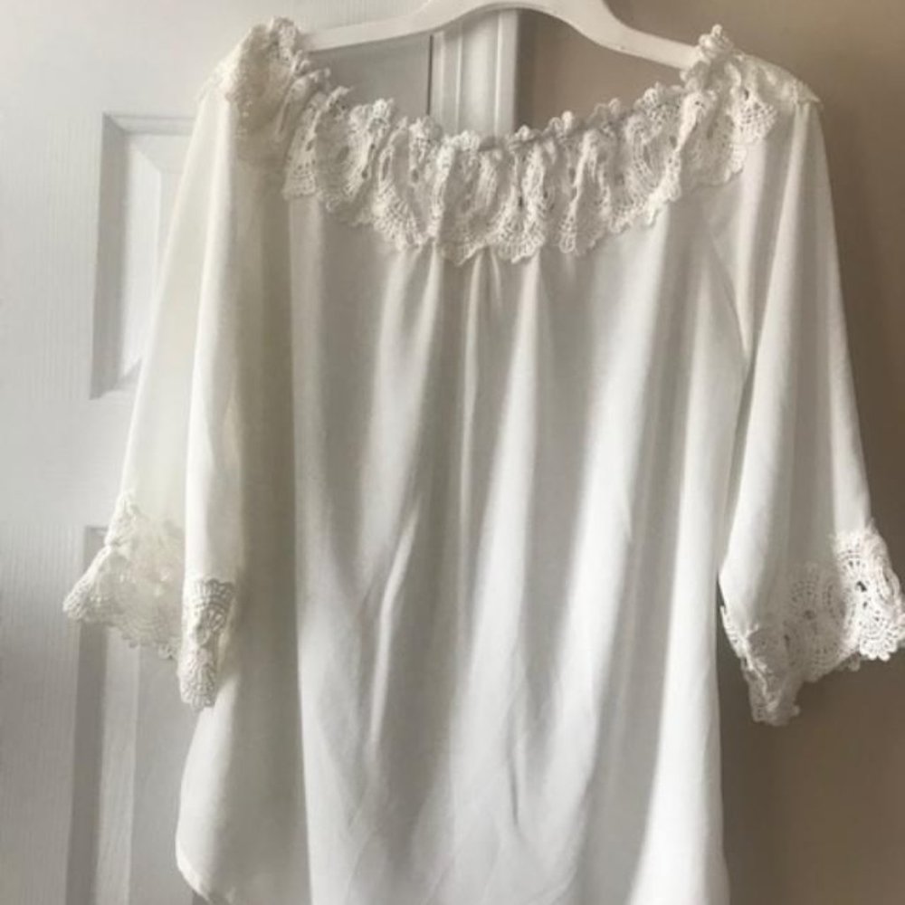 Tacera Cream Lace Blouse